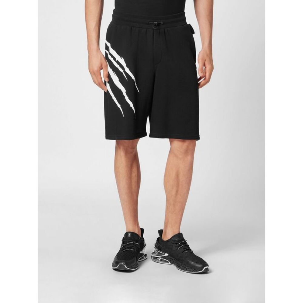 Plein Sport Scratch Sports Shorts In Jersey With Waist Drawstring